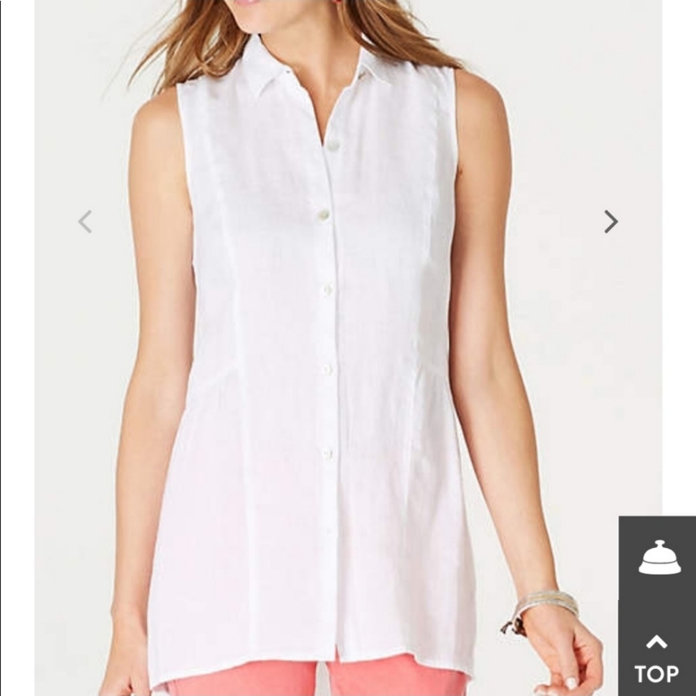 J. Jill White Sleeveless Button-Front Tunic Top